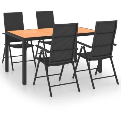 Image of vidaXL 5 Piece Garden Dining Set Black and Brown