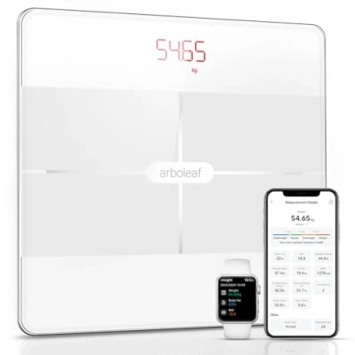 Image of Smart Bathroom Scales for Body Weight, arboleaf Digital Weighing Bluetooth Fat with 13 Composition Analyzer, Weight BMI, Muscle Mass Track, 396lb/180kg