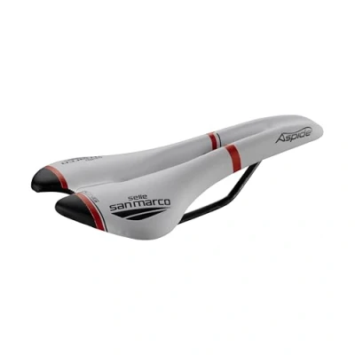 Image of Selle San Marco Aspide Open Fit Racing Saddle White/Black/Red Narrow (S2)