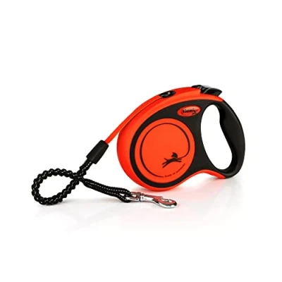 Image of Flexi Xtreme Tape Orange &amp; Black Small 5m Retractable Dog Leash/Lead for dogs up to 20kgs/44lbs