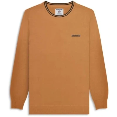 Image of Lambretta Mens Knitted Tipped Jumper Tobacco/Cream M