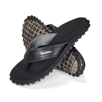 Image of Gumbies Vegovert Unisex Flip Flop, with Supersoft Brush EVA Footbed, Soft Cotton Backed Faux Leather Strap &amp; Recycled Rubber Sole Comfort Guaranteed Black EU46