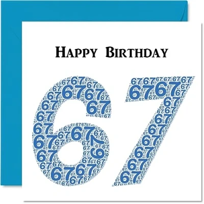 Image of Fun 67th Birthday Cards for Men Shapecloud Happy Card Dad Mum Grandad Nanny Grandma Gran Uncle Auntie Cousin, 145mm x Greeting Cards,