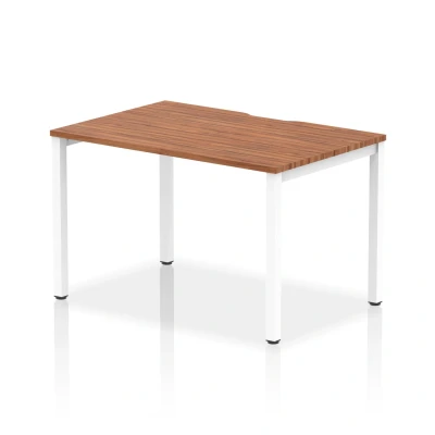 Image of Evolve Single White Frame Bench Desk 1200 Walnut BE117