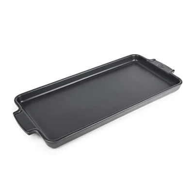 Image of Peugeot Appolia Appetiser Platter Ceramic Plate for Aperitifs and Nibbles with Handles Slate, 40cm