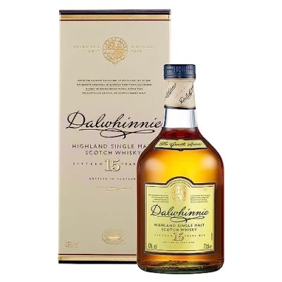 Image of Dalwhinnie 15 Year Old Single Malt Scotch Whisky 43% vol 70cl Highland Smooth &amp; Aromatic Malty Sweet Flavours Smoky Warmth Scottish with Gift Box