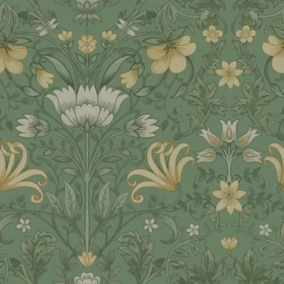 Image of Holden Decor Vintage Floral Green Wallpaper 13550 Botanical Flower Leaf Garden