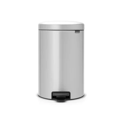 Image of Brabantia NewIcon Pedal Bin 20L (Metallic Grey) Soft Closure Rubbish with Removable Inner Bucket + Free Bags