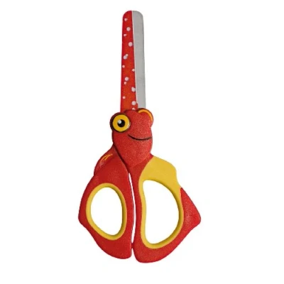 Image of Wedo 736001 Nemo Children Scissors Craft Stainless Steel Blunt Tips Soft Griffeinlagen, 13 cm, Red/Yellow