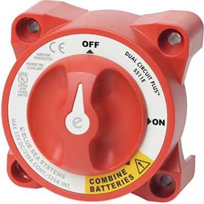 Image of Blue Sea Systems 5511e e Series Battery Switch Dual Circuit Plus, Red
