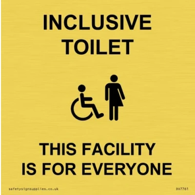Image of Viking Signs INCLUSIVE TOILET THIS FACILITY IS FOR EVERYONE Sign 100x100mm S10,White/White