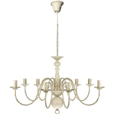 Image of vidaXL Antique White Metal Chandelier 8 x E14 Bulbs