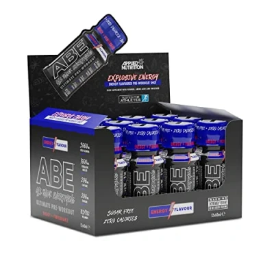 Image of Applied Nutrition ABE Pre Workout Shot All Black Everything Energy Shots, Physical Performance with Citrulline, Beta Alanine, Caffeine (Box 12 Units x 60ml) (Energy Flavour)