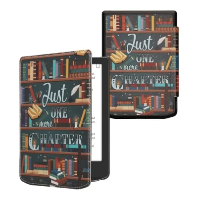 Image of kwmobile Case Compatible with Pocketbook Verse/Verse Pro/Verse Color/Vivlio Light/Light HD eReader Cover Library Motto Multicolor