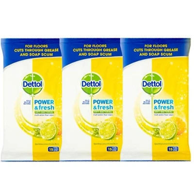 Image of Dettol Power Fresh Floor Wipes, Citrus, 45 Pack of 3 x 15