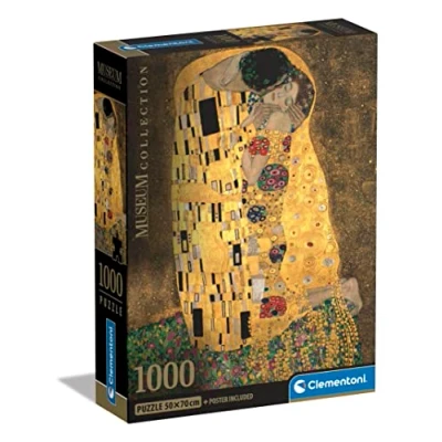 Image of Clementoni 39790 Museum Collection Klimt, The Kiss 1000 Pieces Jigsaw Puzzle, Entertainment for Adults Made in Italy, Multi Coloured