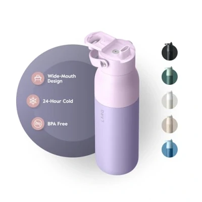 Image of LARQ Bottle Swig Top 34oz Insulated Stainless Steel Water with Built in Silicone Handle Thermos, BPA Free Reusable for Sports, Gym, and Travel, Luberon Lavender