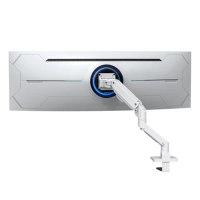 Image of BEWISER Heavy Duty Monitor Arm Ultrawide Mount for 34 49 inches and New 57 Screens,Weight Capacity Up to 44 lbs,Full Motion Height Swivel Adjustable Arm(White)