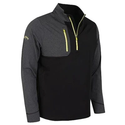 Image of Callaway Golf Mens Aquapel Mixed Media Pullover Sweater Caviar M