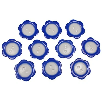 Image of Colour Rim Daisy Flower Plastic Buttons 20mm (Blue, 10)
