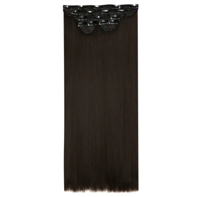 Image of Lullabellz Super Thick Statement Straight Clip In Hair Extensions 5 Piece, 26 Inch Length, Dark Brown
