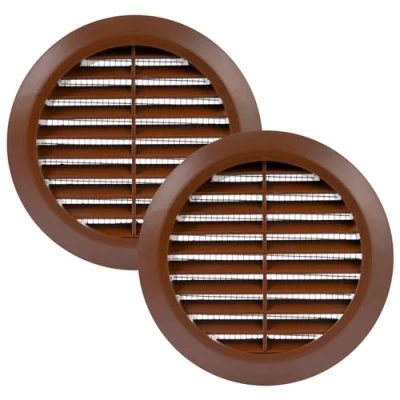 Image of Vent Systems 100 mm / 3.94&#039;&#039; Inch Brown Pack of 2 Air Cover Round Vents Ventilation Grille Integrated Insect Screen HVAC for Bathroom, Home Office, Kitchen