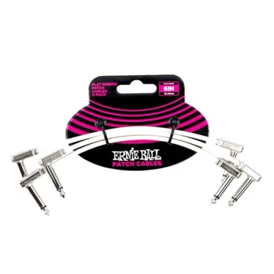Image of Ernie Ball 6 inch Flat Ribbon Patch Cable 3 Pack White