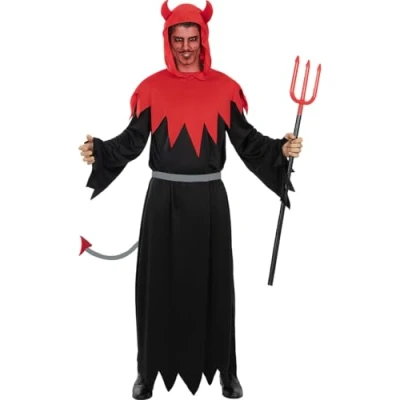 Image of Funidelia Devil Costume for man Demons, Devils, Halloween, Horror adults accessory fancy dress &amp; props carnival parties Size XXL Red