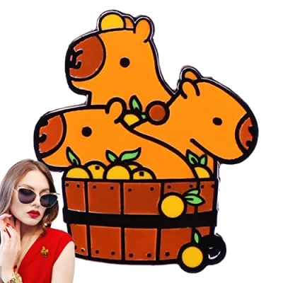 Image of Capybara Pin Bathtub Pins Backpack Funny Brooches Shirt Lapel Bag Cute Badge Cartoon Alloy Enamel for Lover Girl Friends Modgal