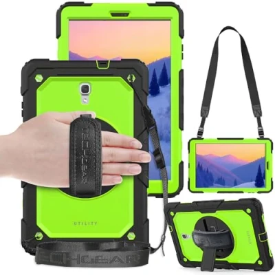 Image of TECHGEAR UTILITY Case fits Samsung Galaxy Tab A 10.5&quot; (SM T590 Series) Tough Rugged HEAVY DUTY Armour Shockproof Protect 360 Degree Rotating Stand, Hand Strap and Shoulder Green