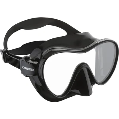 Image of Cressi F1 Mask Frameless Diving made in sof Silicone for ensure comfort and perfect seal., Black
