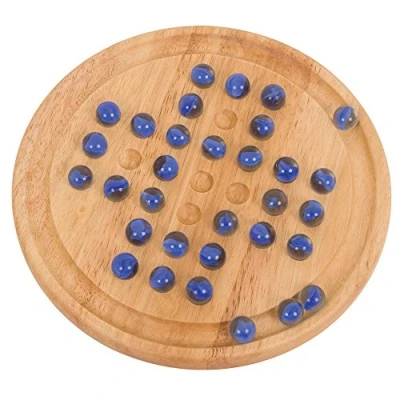 Image of Bigjigs Toys Solitaire Game, Wooden Toys, Marble Kids Board Games, Game