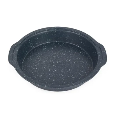 Image of Russell Hobbs RH00995EU Nightfall Stone Cake Tin Non Stick Round Baking Tray with Handles, PFOA Free Carbon Steel Bakeware, Easy Clean 10 Inch Cheesecake Pan, Straight Sided, Fixed Base, 26 cm, Blue