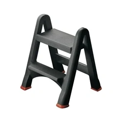 Image of Folding Plastic Step Stool Black