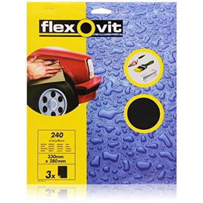 Image of Flexovit Waterproof Sanding Sheets 230 x 280 mm Medium 240 Grit (3) FLV26302