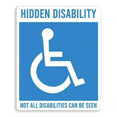 Image of 2 x 10cm Hidden Disability Vinyl Stickers Static Cling Window Sticker Car Disabled #70641