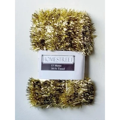Image of Extra Long Tinsel 15 metre, 50 foot, Very Christmas in a choice of Red, Silver or Gold Xmas Decoration (GOLD)