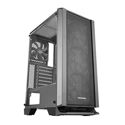 Image of Mars Gaming MC MASTER, ATX PC Case, Metal Mesh Front Panel, Tempered Glass Window, 4 Ultra quiet 120mm Fans, Black