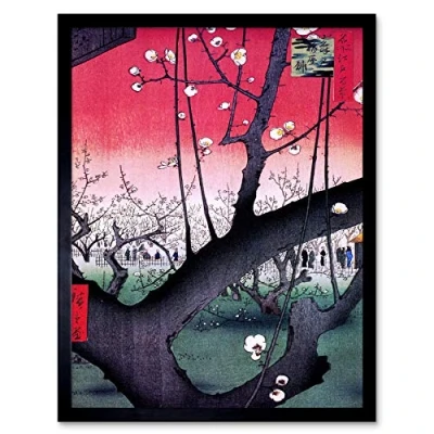 Image of Wee Blue Coo Utagawa Hiroshige Pruneraie Kameido Art Print Framed Poster Wall Decor 12x16 inch