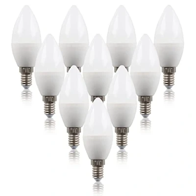 Image of MiniSun Pack of 10 Thermal Plastic 4w High Power LED SES E14 40w Replacement Frosted Opal Candle Bulbs 6500K Cool White
