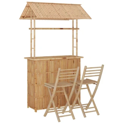 Image of vidaXL 3 Piece Bar Set Bamboo