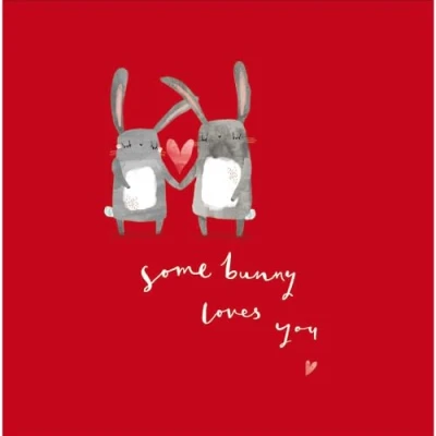 Image of Bunny Love Hare Raising Romance Valentine&#039;s Day Contemporary Greeting Card 520495