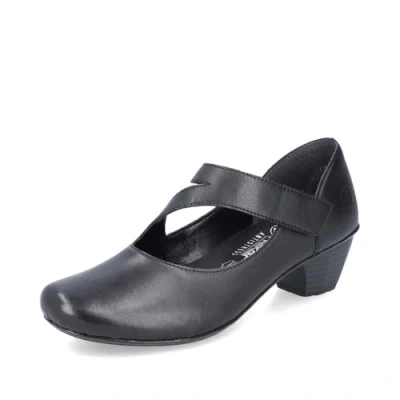 Image of Rieker Women Court Shoes 41793, Ladies Slingback Shoes,Slingback,Ankle Strap,Leather,Comfortable,Black (Schwarz / 02),40 EU 6.5 UK