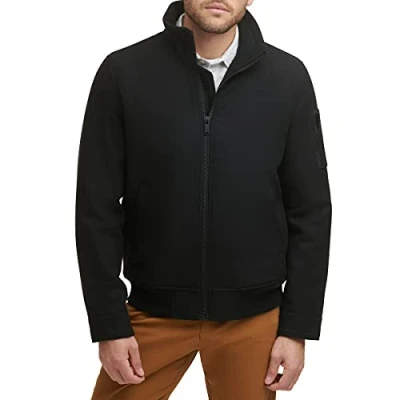 Image of DOCKERS Men&#039;s Ron Wool Blend Bomber Jacket, Black, S
