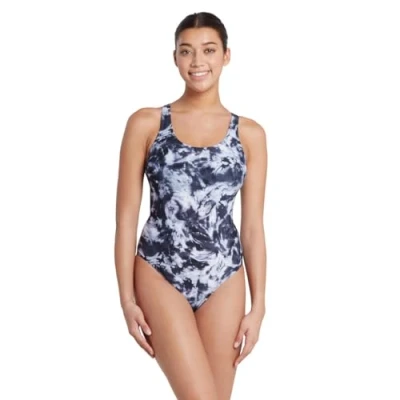 Image of Zoggs Women&#039;s Powerback One Piece Swimsuit, Marble Print, 14