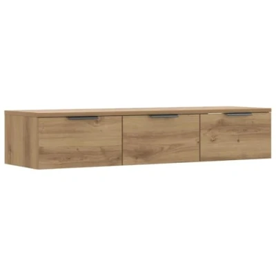 Image of vidaXL wall cabinet floating shelf in artisan oak 102x30x20 cm engineered wood with drawers for living room/bedroom/office