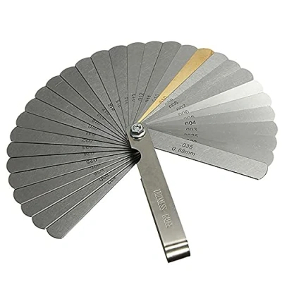Image of Feeler Gauge Set,32 Blades Steel Gauges Spark Plug Gap Tool Dual Marked Metric and Imperial Measuring