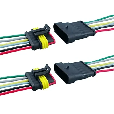 Image of QitinDasen 2 Set 6 Pin Waterproof Car Electrical Connectors, Sealed Connector Plug Socket Kit with 16 AWG Pre Wired, for Truck Boat