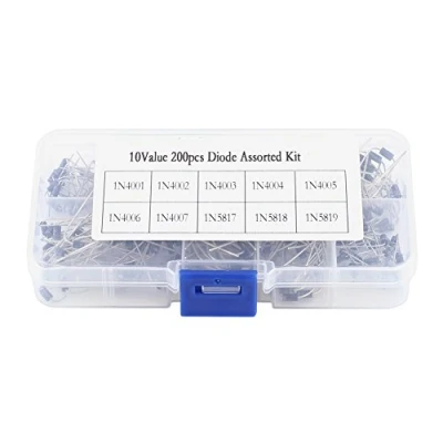 Image of Hilitand 200pcs 10 Values Rectifier Diode Voltage Regulator Assortment Electronic Kit 1N4001 1N4007 1N5817 1N5819 With Clear Box