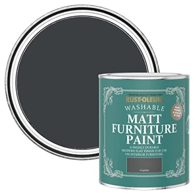 Image of Rust Oleum Dark Grey Furniture Paint in Matt Finish Graphite 750ml